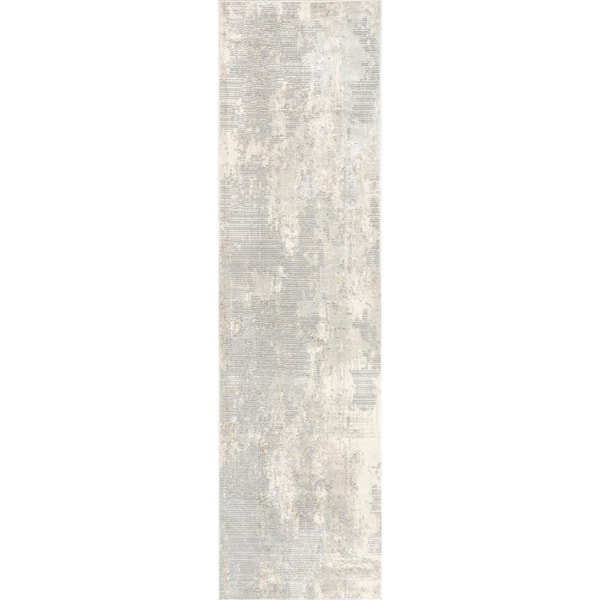 nuLOOM Alice Abstract Waterfall Light Gray 3 ft. x 6 ft. Modern Runner Rug
