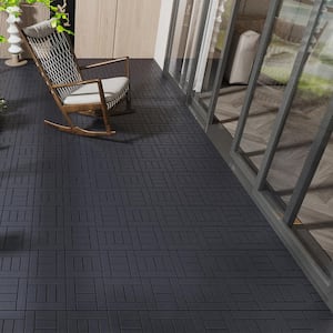 Dark Gray H-Style DIY 1 ft. x 1 ft. All-Weather Plastic Outdoor Interlocking Deck Tiles, Garage Floor Tiles(44-Pack)