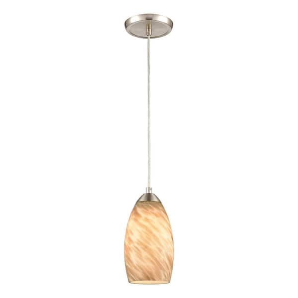 Titan Lighting Eventide 1-Light Satin Nickel Mini Pendant Light with Glass Shade