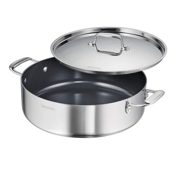 Utsava Stainless Steel Tri-Ply Clad 6.5 Qt Covered Casserole with Ceramic Interior