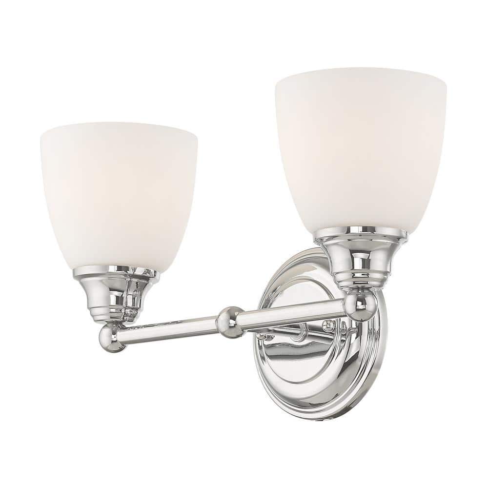 Polished Chrome 2-Light Vanity with Satin Opal Glass