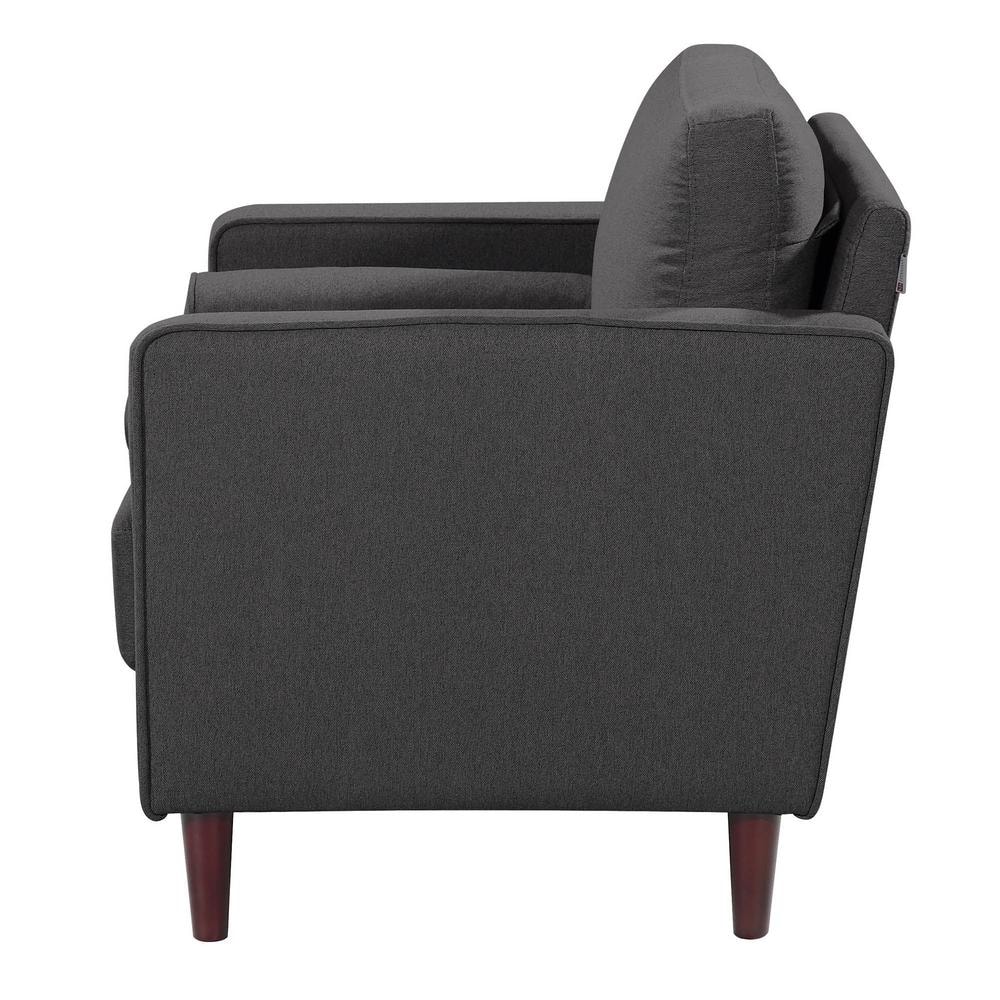Heather Gray Microfiber Wood Accent Chair with High Density Foam