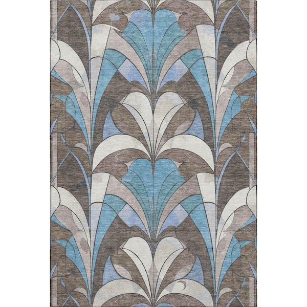 Mayfield Premium Machine Washable Abstract AMF2174 Brown 10 ft. x 14 ft. Area Rug
