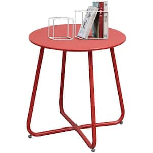 Dard Red Round Metal Outdoor Side Table