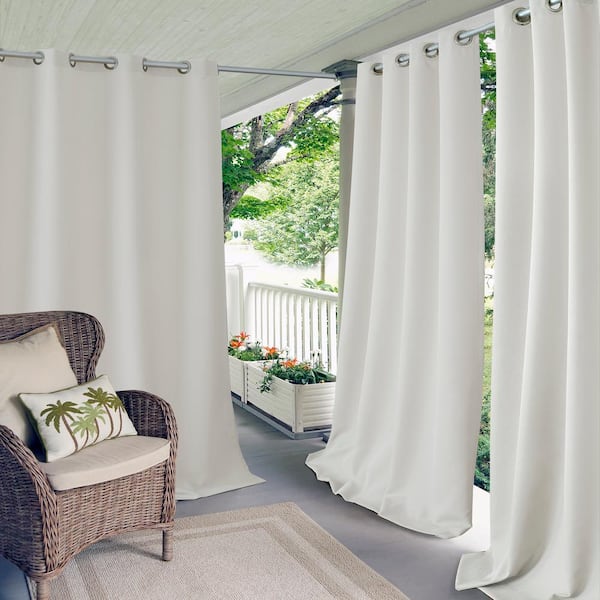 Elrene Connor White Polyester Solid 52 in. x 84 in. Grommet Top Indoor/Outdoor Room Darkening Curtain (Single Panel)