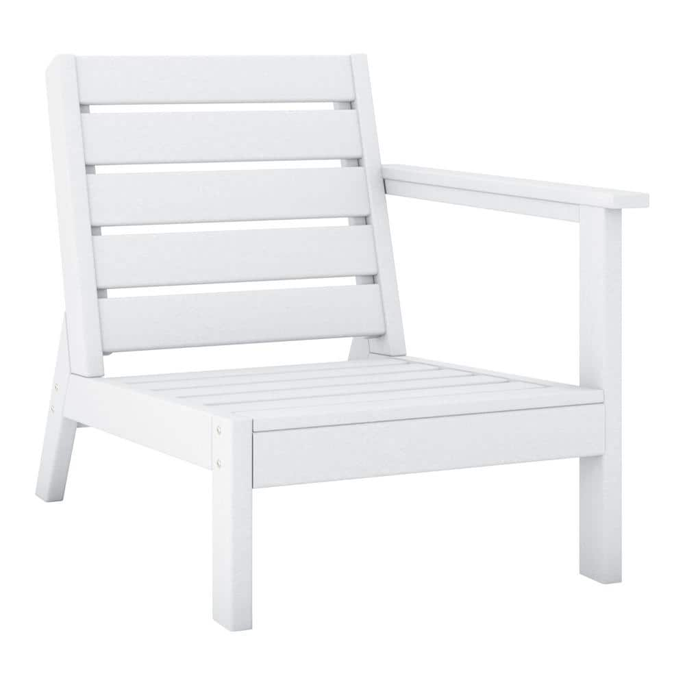 WESTIN OUTDOOR Birchwood Outdoor Patio Deep Seating HDPE Lounge Chair with Left Facing Arm in White