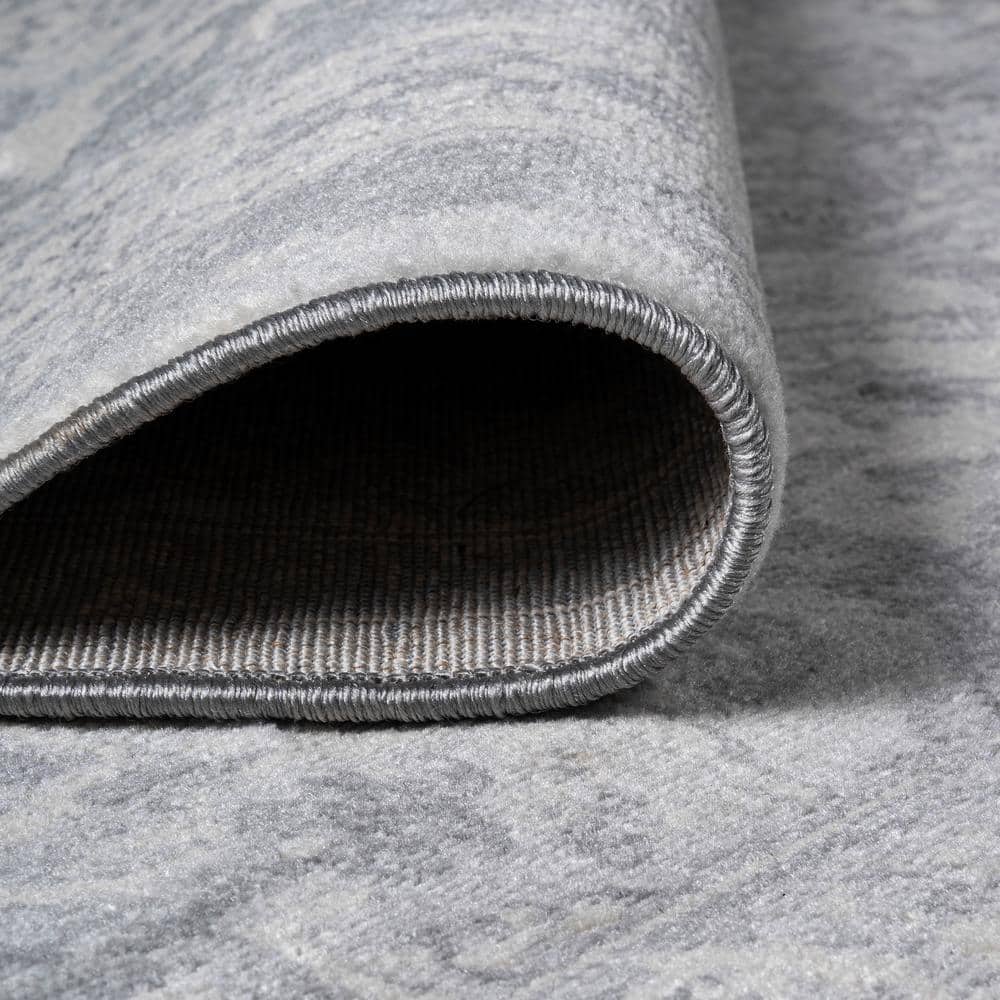 Light Gray/Ivory Synthetic Reversible Rectangular Runner Rug