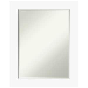 Basic White 23.5 in. x 29.5 in. Petite Bevel Casual Rectangle Wood Framed Wall Mirror in White