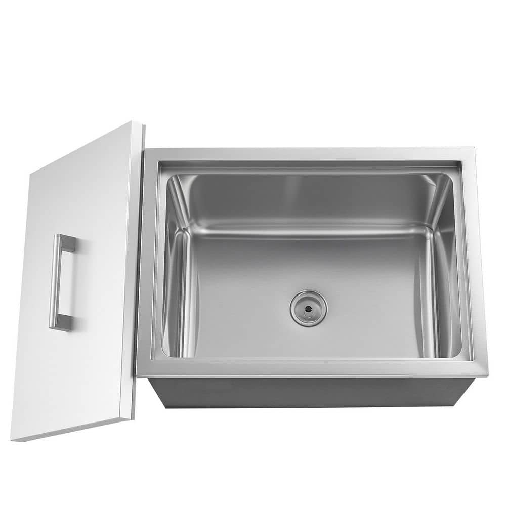 Drop-in Ice Chest 20x14x12 in. Stainless Steel, 31.7 qt. Commercial Ice Bin w/ Pot Lid & Drain for Outdoor Kitchen/Bar price history on PriceWatchPro