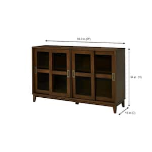 Canonbury Sable Brown Wood Buffet Table with Glass Doors (55.30 in. W. x 34 in. H)