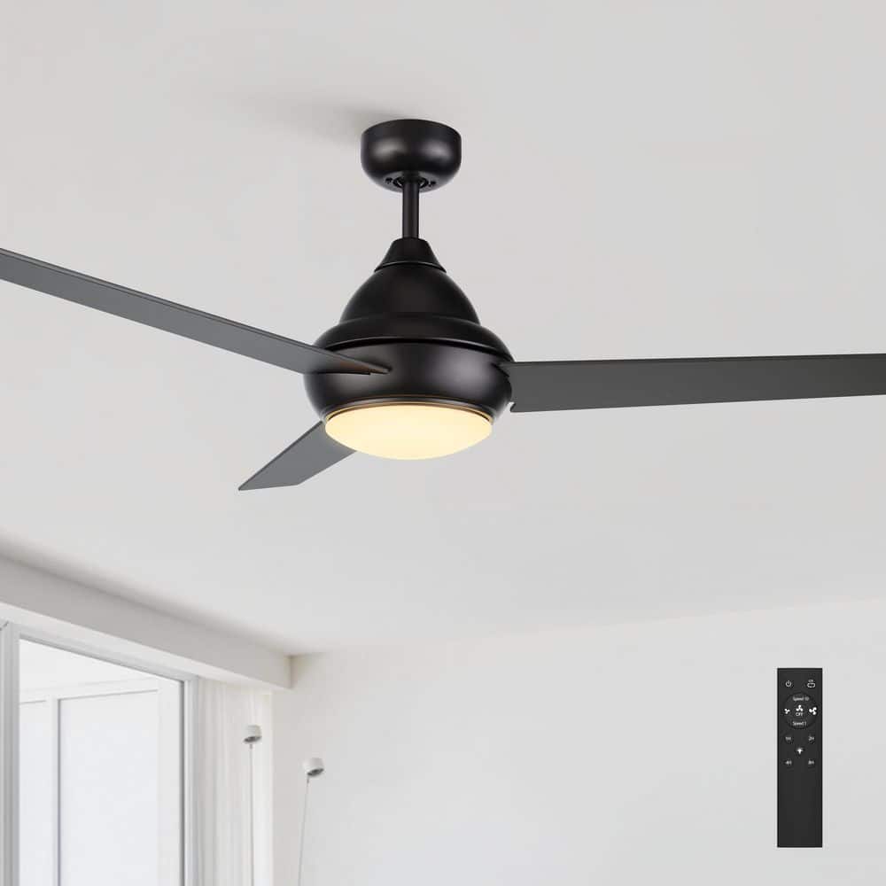 CARRO Konfor 52 in. Integrated LED Indoor Black DC Motor Ceiling Fan with Light Kit and Remote Control Included
