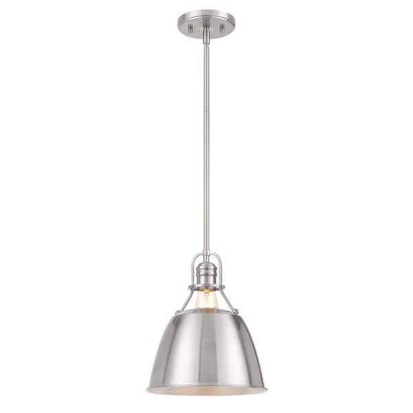 Worldwide Lighting Helmut 10 in. x 10 in. x 12 in. 1-Light Brushed Nickel Finish Pendant