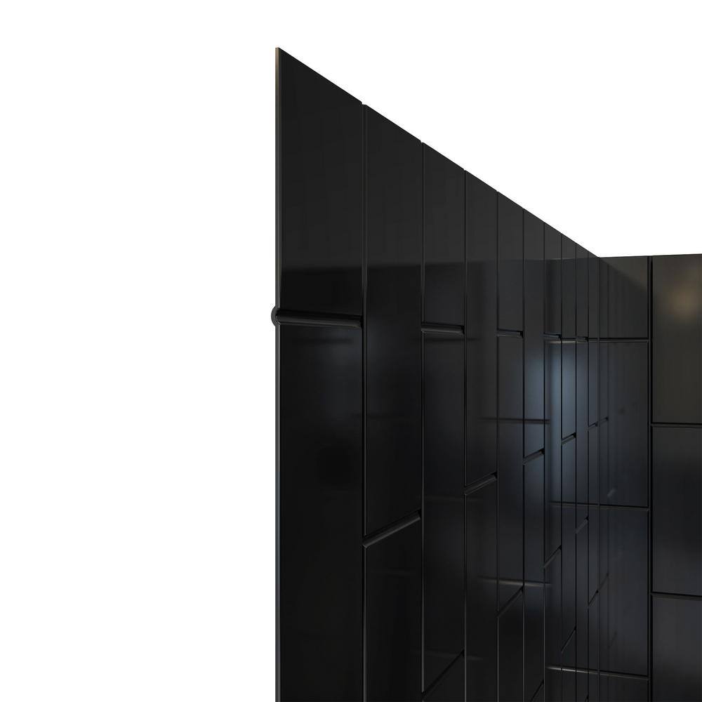 QWALL-VS Black Acrylic Alcove Shower Kit