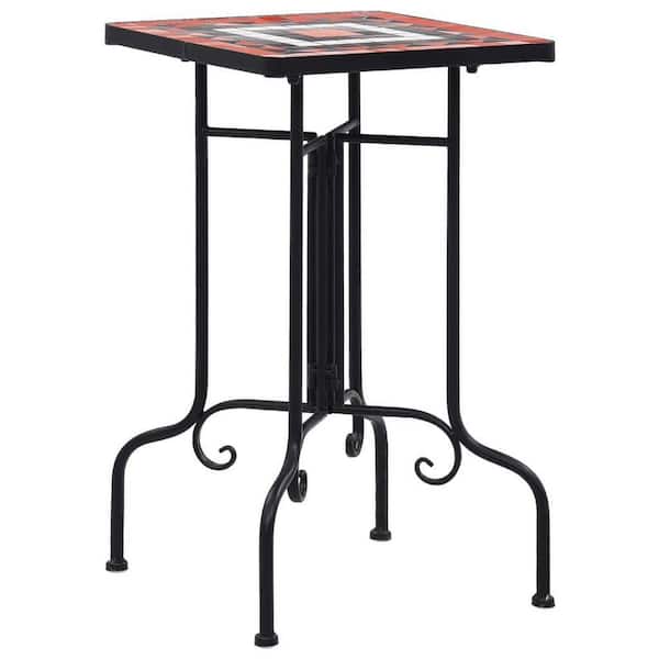 cenadinz Metal Outdoor Side Table Terracotta and White Ceramic