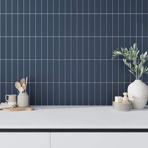 Apollo Tile Arte 1.97 in. x 7.87 in. Matte Blue Ceramic Subway Wall and Floor Tile (6.48 sq. ft./Case) (60-Pack)