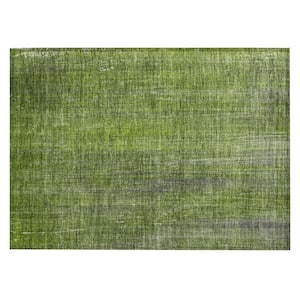 Green 2 ft. x 3 ft. Woven Striped Rectangle Indoor/Outdoor Area Rug