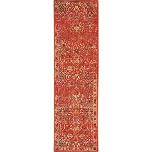 Nourison Home Somerset Brick 2 ft. x 8 ft. Repeat Medallion Traditional Runner Area Rug