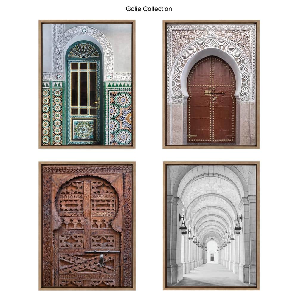 Morocco Essaouira Door Framed Canvas Wall Art, 18x24 Gold