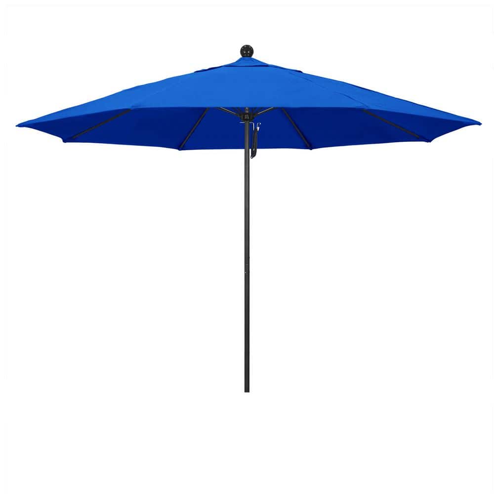 11 ft. Black Aluminum Market Patio Umbrella with Fiberglass Ribs Pulley Lift in Pacific Blue Sunbrella price history on PriceWatchPro