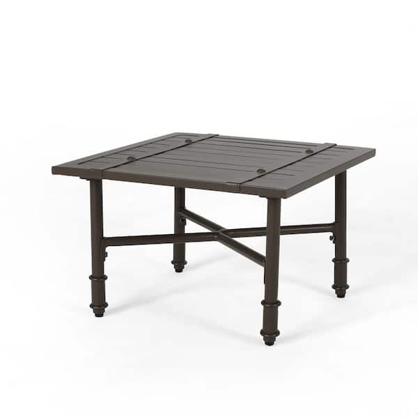 Misopily Brown Square Aluminum Outdoor Side Table for Morning Coffee