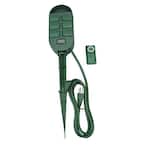 13-Amp 2-4-6-8 Hour Outdoor Plug-In Wireless Remote Photocell 6-Outlet Yard Stake Timer with 6 ft. Cord, Green