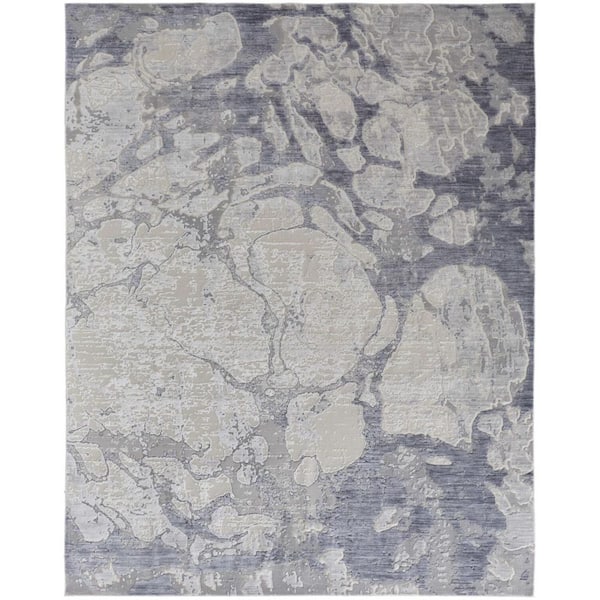HomeRoots 3 ft. x 5 ft. Ivory, Blue Abstract Area Rug