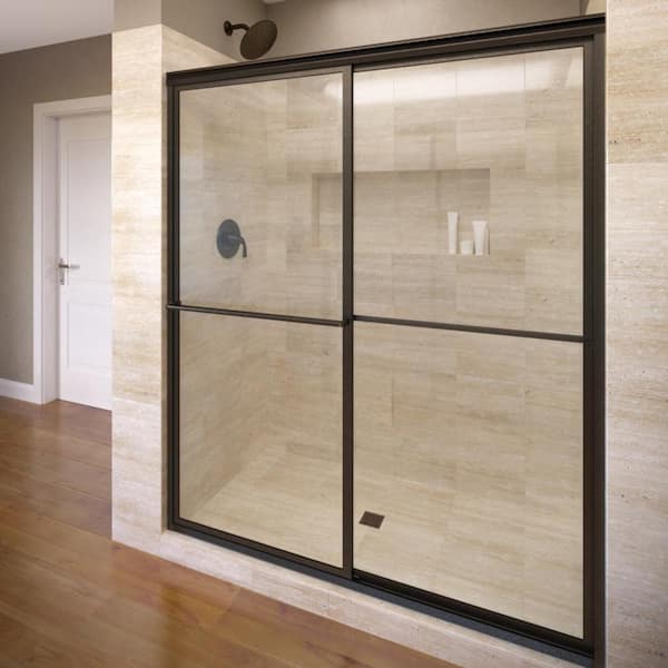 Basco Deluxe 47 in. x 71-1/2 in. Framed Sliding Shower Door in Oil Rubbed Bronze with Handle