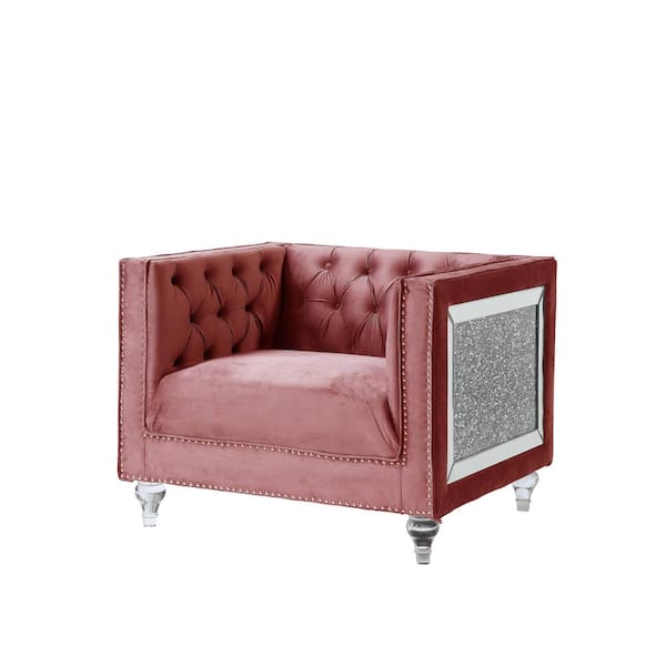 Acme Furniture HeiberoII Pink Velvet Velvet Decorative Arm Chair