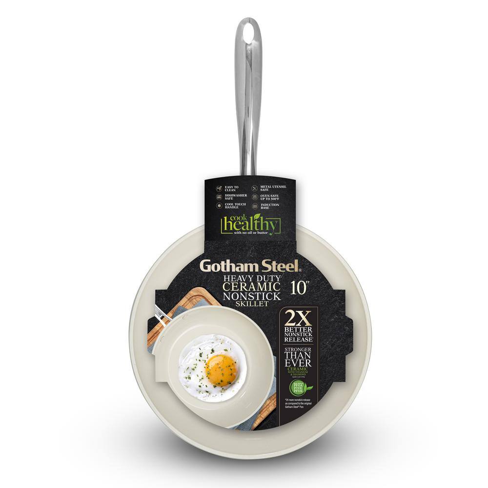 Gotham Steel 10" Cream Ceramic Nonstick Fry Pan