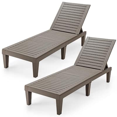 Addisyn Outdoor Wooden Chaise Lounge Gray Finish Set of 2 