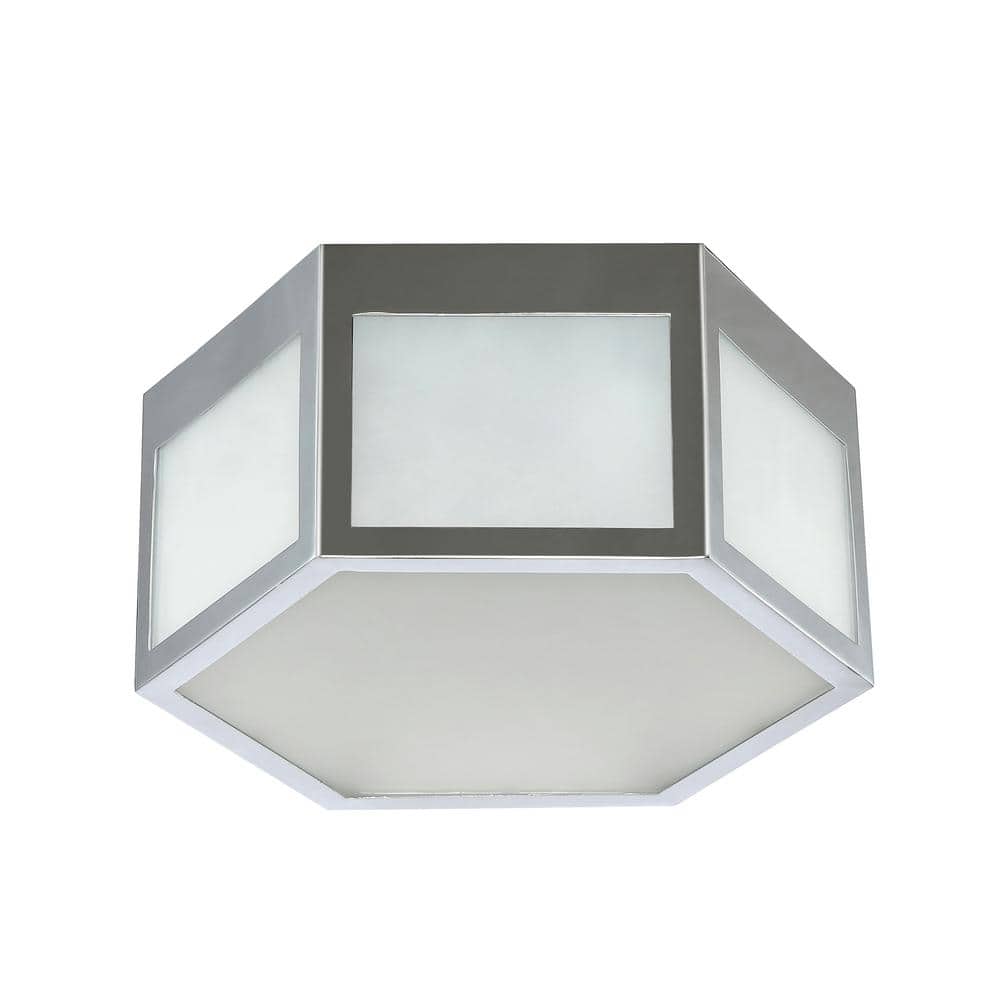 Moderno Classic 15.75" Chrome Hexagon LED Flush Mount