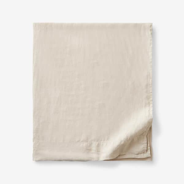 The Company Store Legends Hotel Parchment Solid Washed Linen Queen Flat Sheet