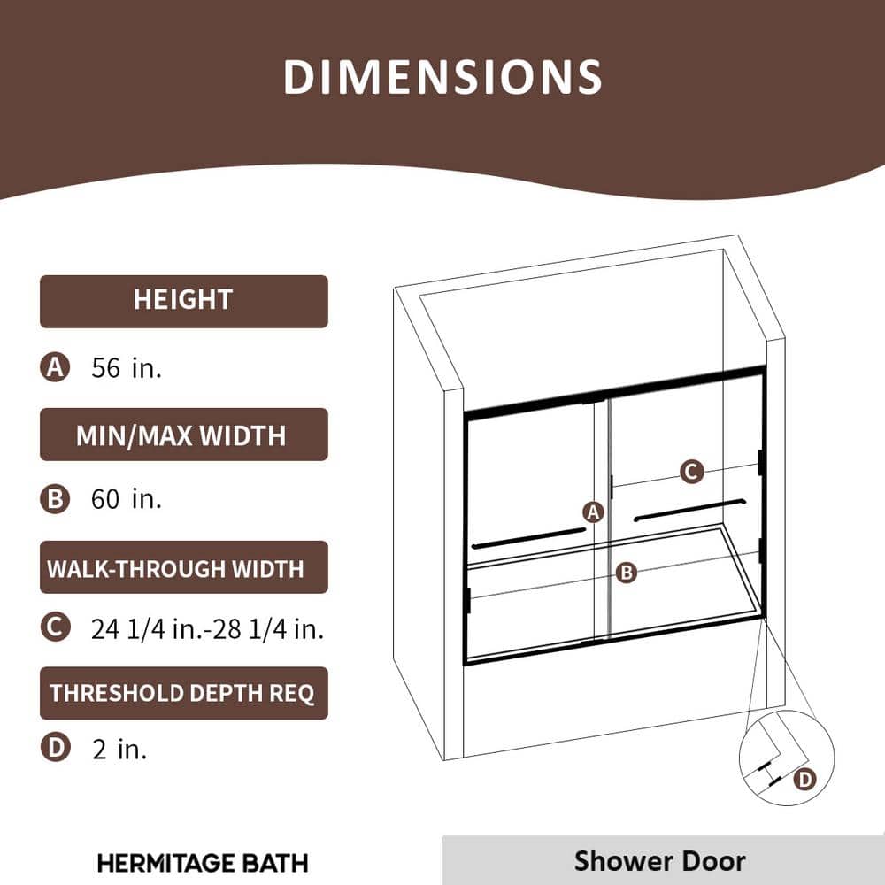 Nepti Matte Black Semi-Frameless Sliding Shower Door with Clear Glass