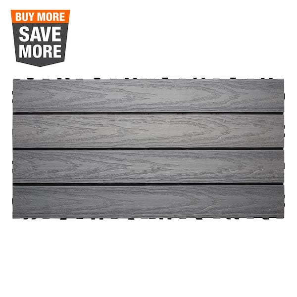 NewTechWood UltraShield Naturale 1 ft. x 2 ft. Quick Deck Outdoor Composite Deck Tile in Westminster Gray (20 sq. ft. Per Box)