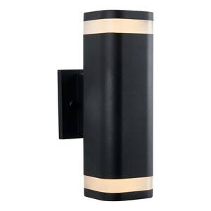 Mettle Cylinder Black Modern Integrated LED Outdoor Garage and Porch Light Wall Lantern Sconce