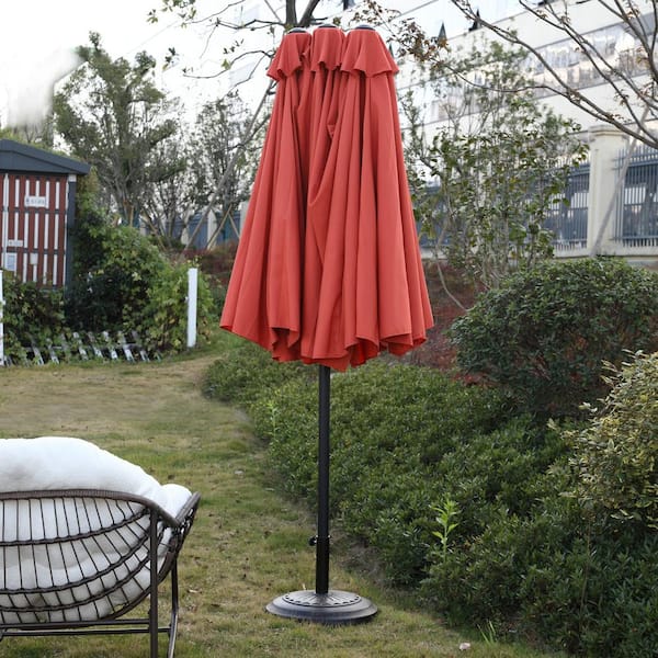 home depot tangerine patio umbrella California 9' Rd Sunbrella Aluminum Umbrella, Crank Lift, Auto Tilt, Bronze Pole, Fabric : Patio, Lawn & Garden Market Umbrella 14.8 ft. Double Sided Metal