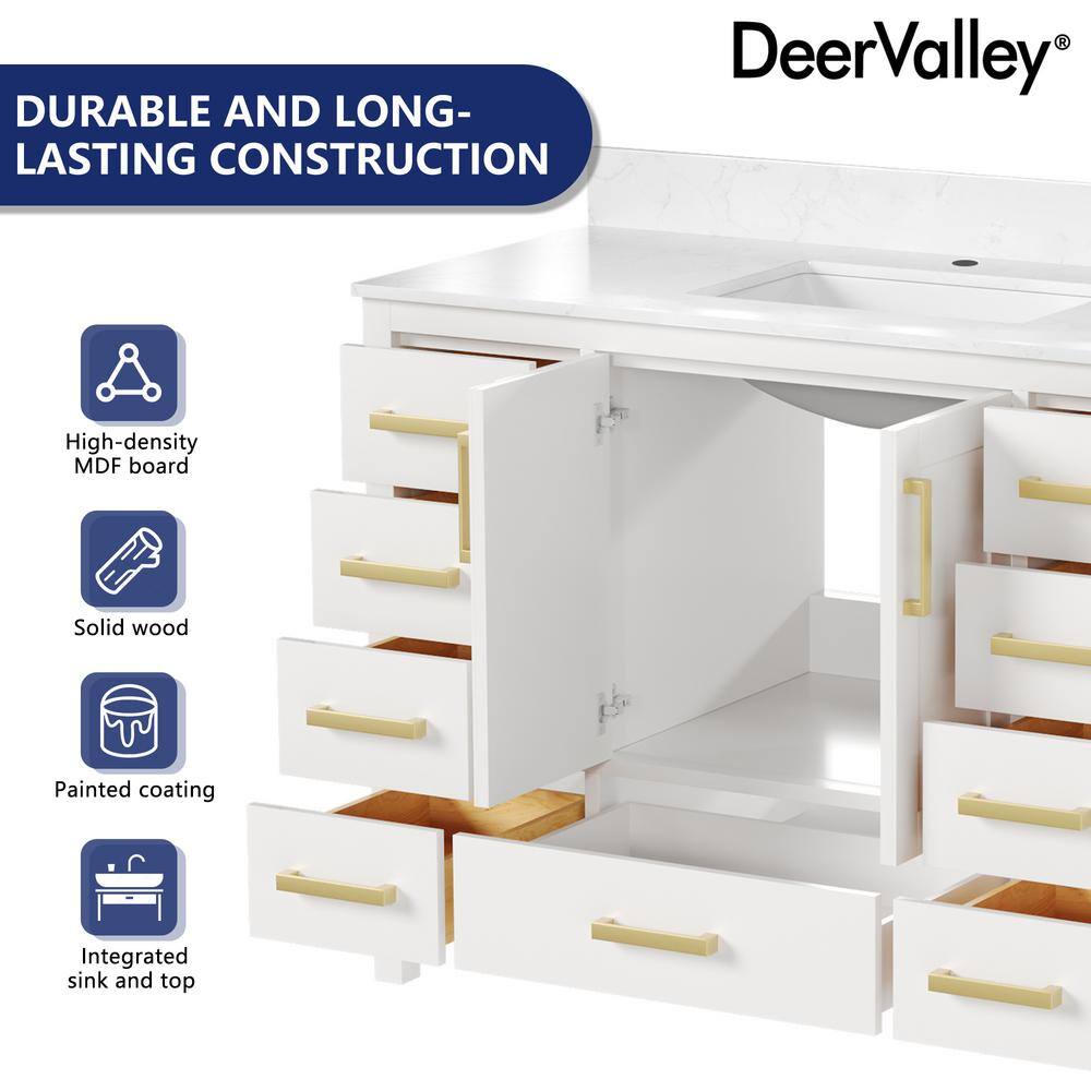 DeerValley White 48" Freestanding Bathroom Vanity with Ceramic Sink