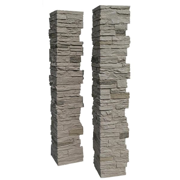 NextStone Slatestone Sahara 8 in. x 8 in. x 41 in. Faux Polyurethane Stone 2pc Post Cover