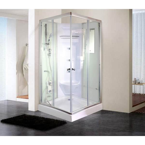 Lavish 47-1/4 in. x 47-1/4 in. x 86 in. Corner Drain Corner Shower Stall  Kit in White with Easy Fit Drain