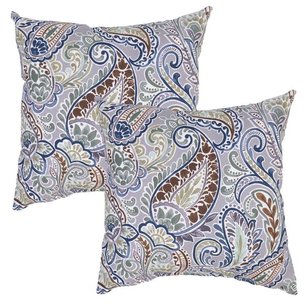 Plantation Patterns Charleston Paisley Square Outdoor Throw Pillow (2-Pack)