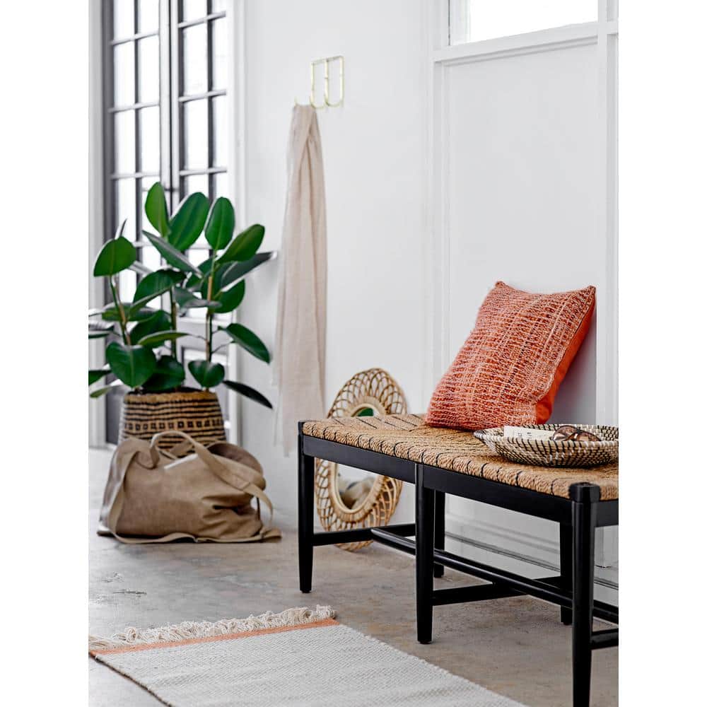Natural Bamboo Oval Full-Length Wall Mirror