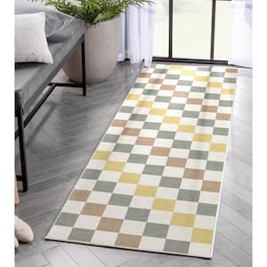 Multi 2 ft. 3 in. x 7 ft. 3 in. Runner Flat-Weave Apollo Square Modern Geometric Boxes Area Rug