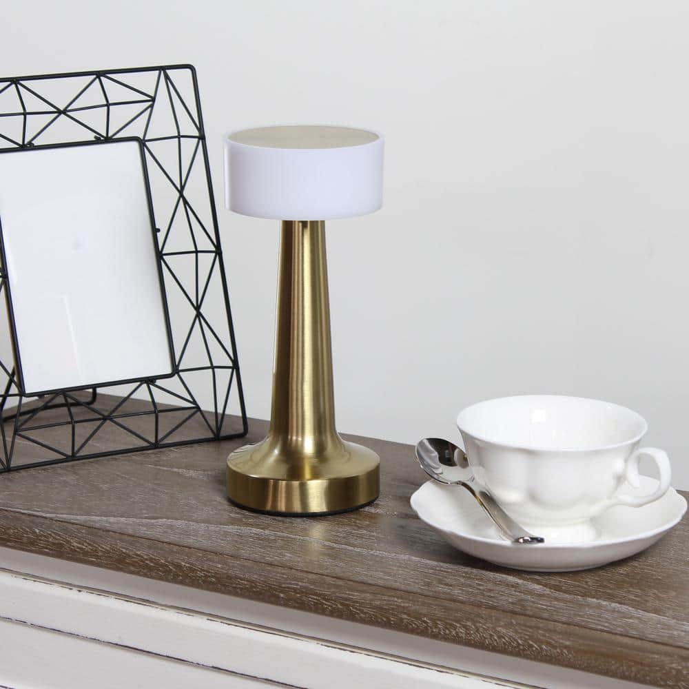 Gold 8.5" Cordless Touch Sensor Saucer Desk Lamp