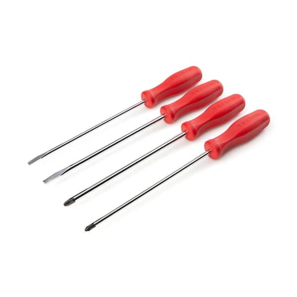 TEKTON #1-#2,1/4-5/16 in. Long Phillips/Slotted Hard-Handle Screwdriver Set Chrome Blades (4-Piece)