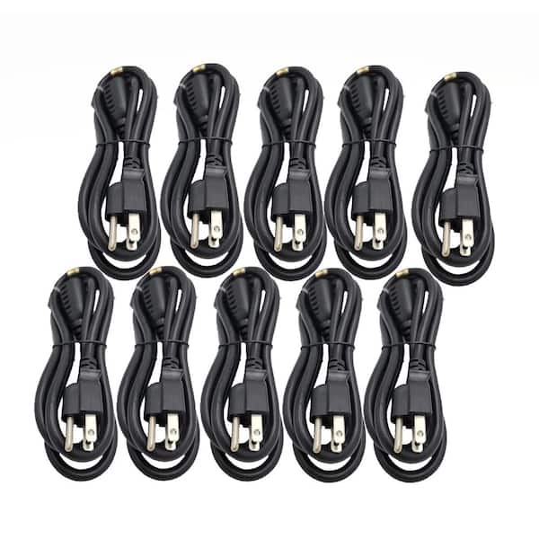 6 ft. UL Power Extension Cord 16 AWG / 13 Amp (NEMA 5-15R to NEMA 5-15P) Indoor /Black (10-Pack)