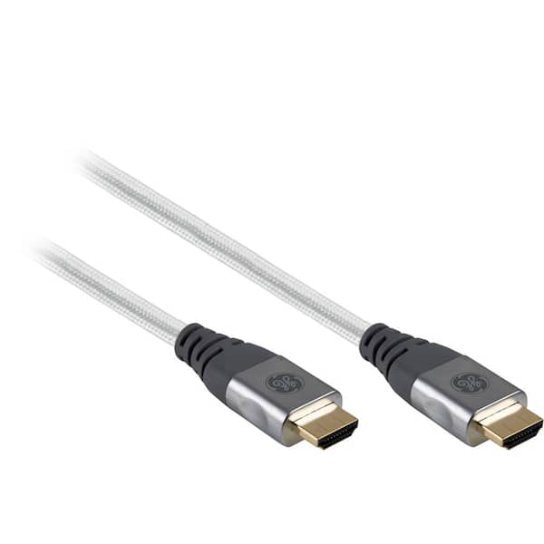 GE 15 8K HDMI 2.1 Cable with Ethernet and Gold Plated Connectors in Grey 66832 - The Home Depot