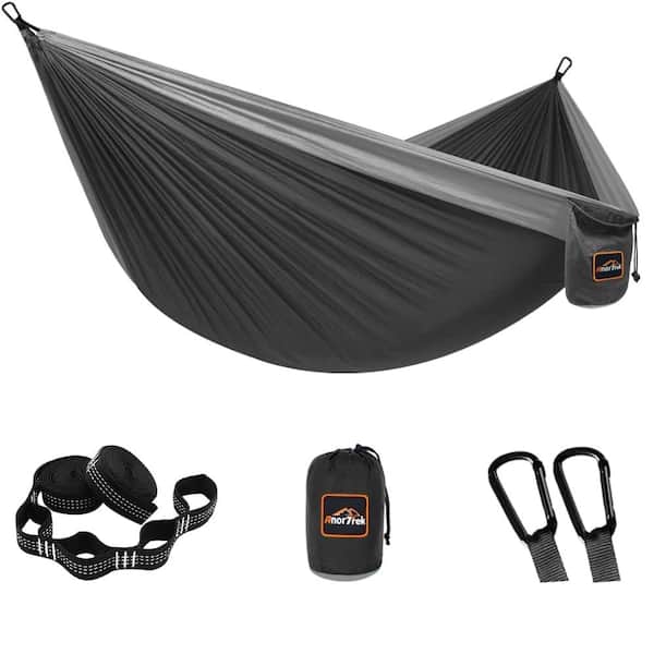 ITOPFOX 9.8 ft. Portable Hammock Bed Hammock in Black And Gray