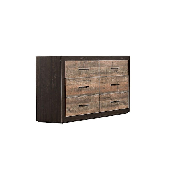 Benjara Brown 6-Drawer 17.75 in. Dresser Without Mirror Wooden