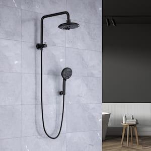 6-Spray Patterns with 2.2 GPM 8 in. Wall Mount Dual Fixed Shower Heads with Screw-Free Installation in Matte Black