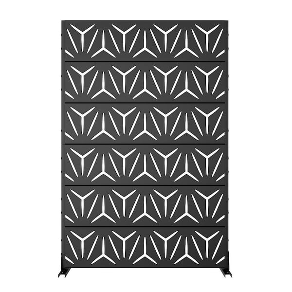 6-Piece 47.24 in. W x 72.05 in. H Rectangle Black Metal Privacy Screen Outdoor Decorative Art Panel